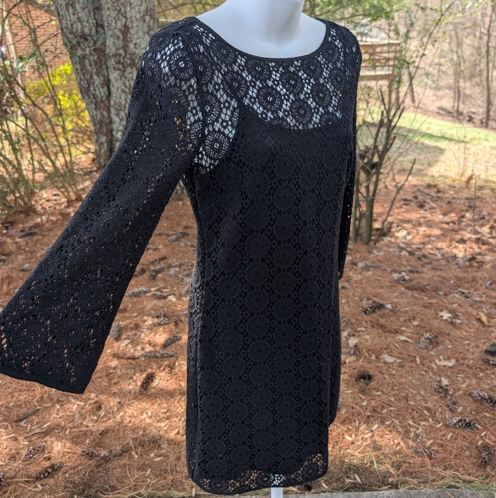 Lilly Pulitzer Topanga Black Crochet Knit Lace Mini Dress Women's Small - Picture 4 of 10